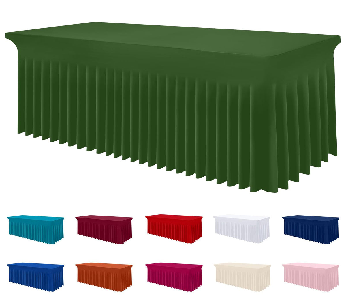 Smiry Spandex Elastic Fitted Table Cloth Skirt for 6FT Rectangle Table