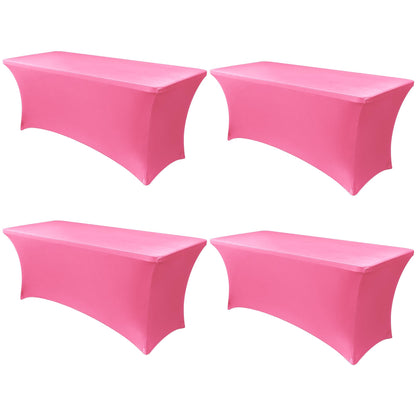 Obstal 6ft Stretch Black Spandex Table Cloth 2 Pack for Folding Tables