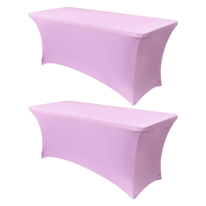 Obstal 6ft Stretch Black Spandex Table Cloth 2 Pack for Folding Tables