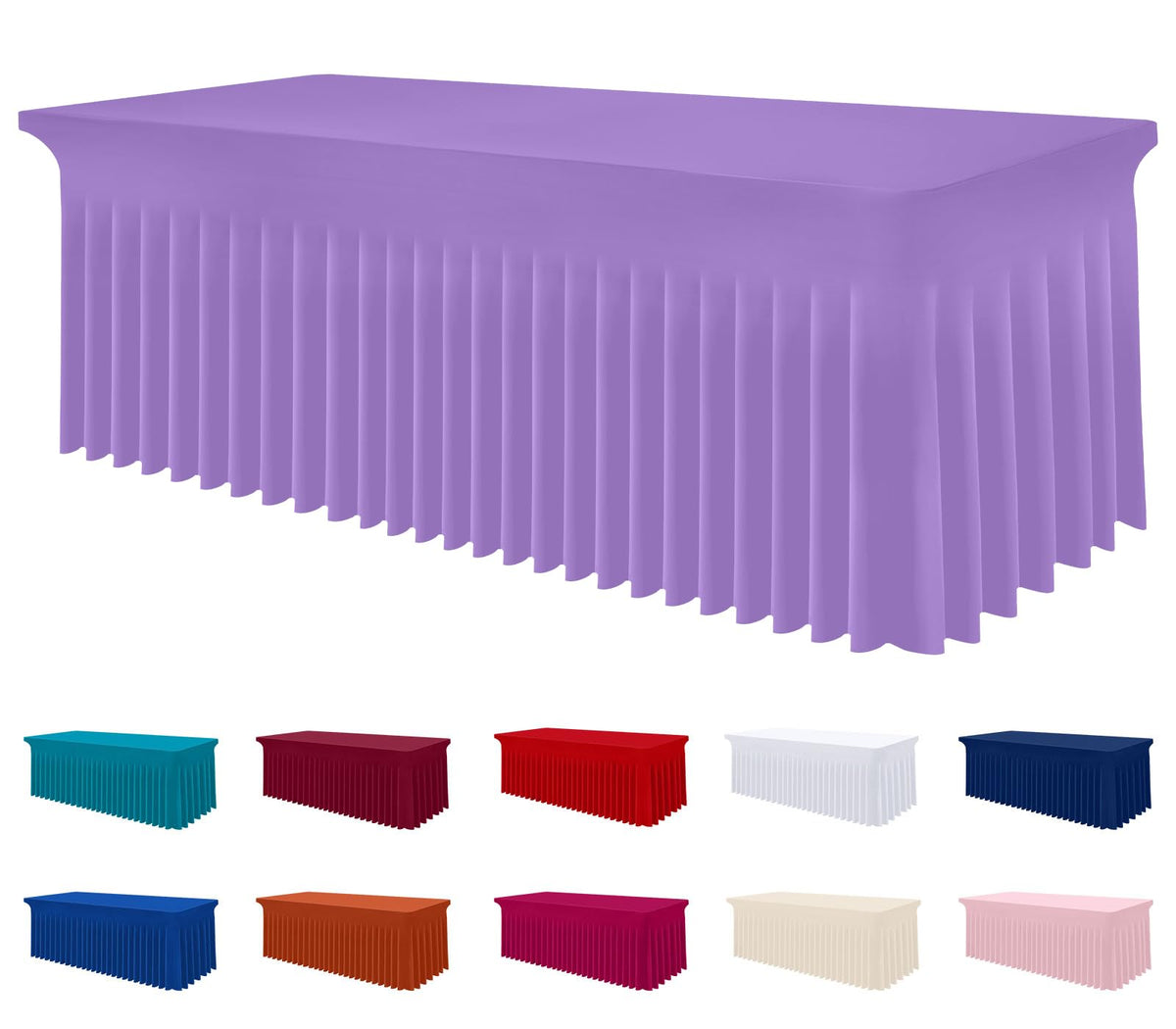 Smiry Spandex Elastic Fitted Table Cloth Skirt for 6FT Rectangle Table