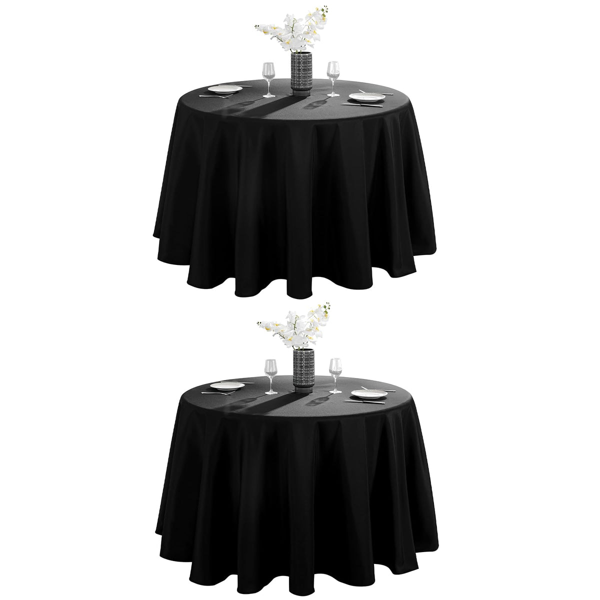 VidaFete 6 Pack 120inch Round Tablecloth Polyester Table Cloth, White