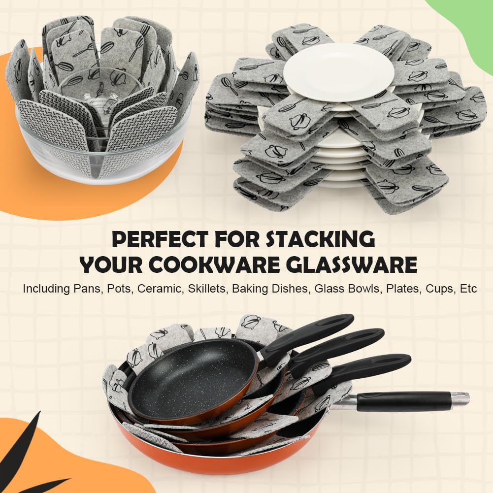 BOYAN Pot and Pan Protectors for Stacking, 12pcs & 3 Sizes, Separator Pads