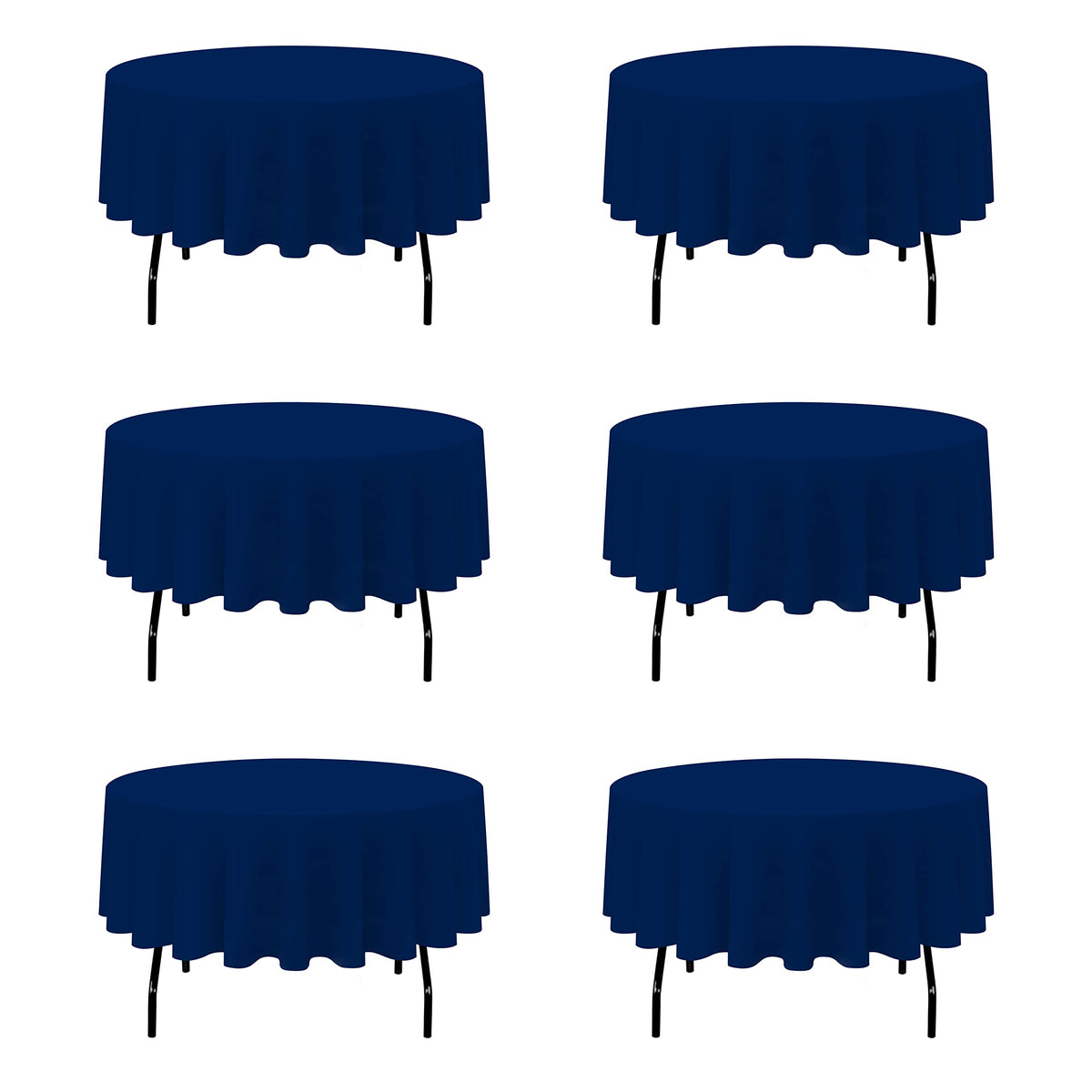 BRILLMAX 6 Pack Navy Blue Round Tablecloths 120 Inch for 60" Tables