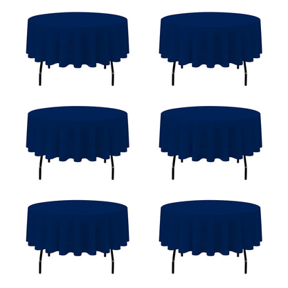 BRILLMAX 6 Pack Navy Blue Round Tablecloths 120 Inch for 60" Tables