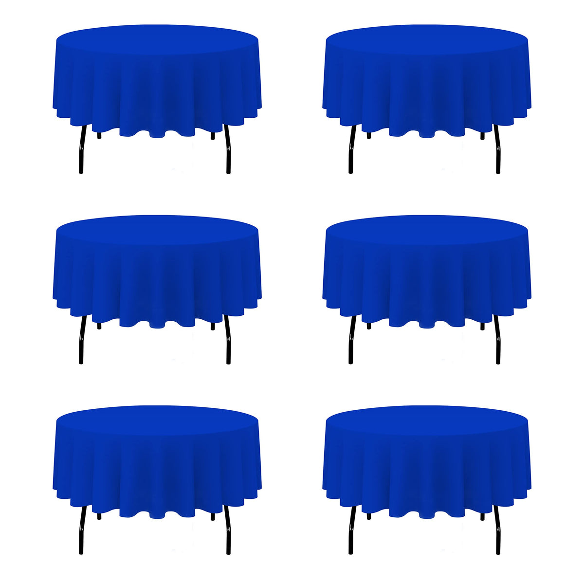 BRILLMAX 6 Pack Navy Blue Round Tablecloths 120 Inch for 60" Tables