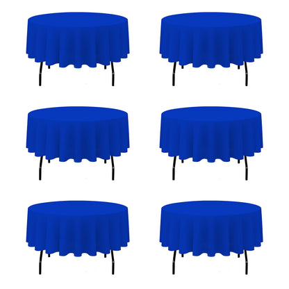 BRILLMAX 6 Pack Navy Blue Round Tablecloths 120 Inch for 60" Tables