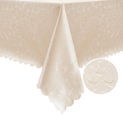 Romanstile Waterproof Vinyl Tablecloth Rectangle, 60 x 84 Inch, Rose Beige