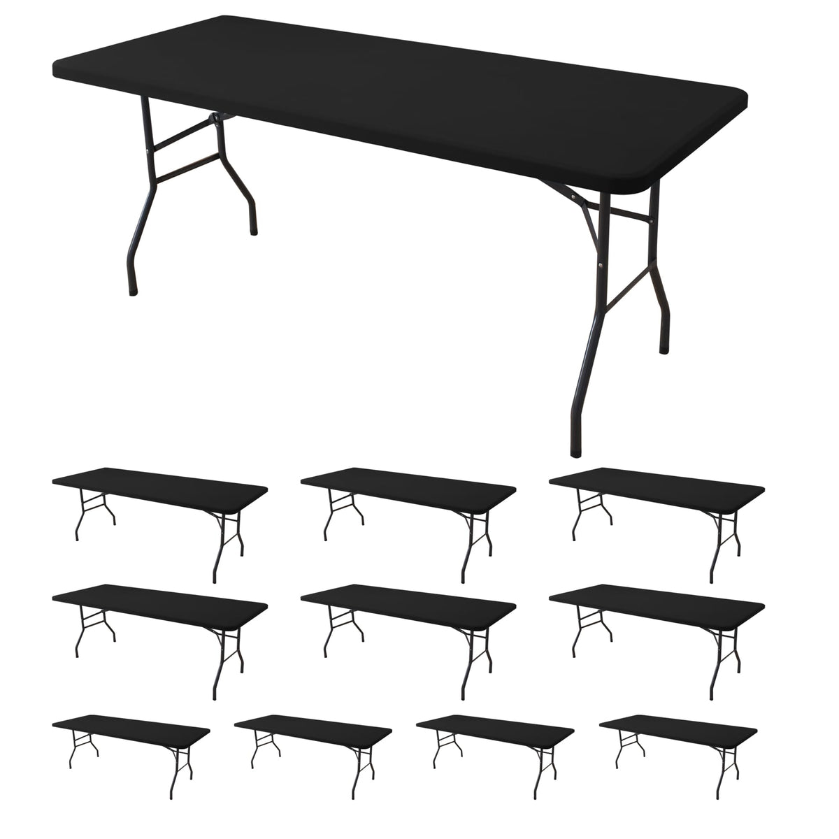 Fitted Tablecloth for 6 Foot Rectangle Tables-Black Picnic Table Covers