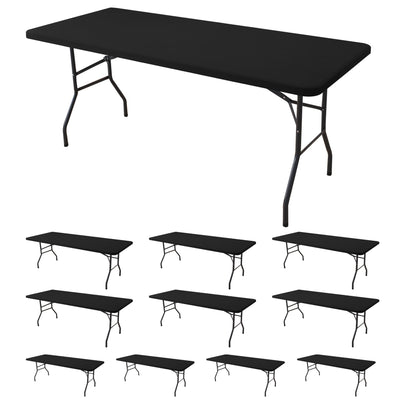 Fitted Tablecloth for 6 Foot Rectangle Tables-Black Picnic Table Covers