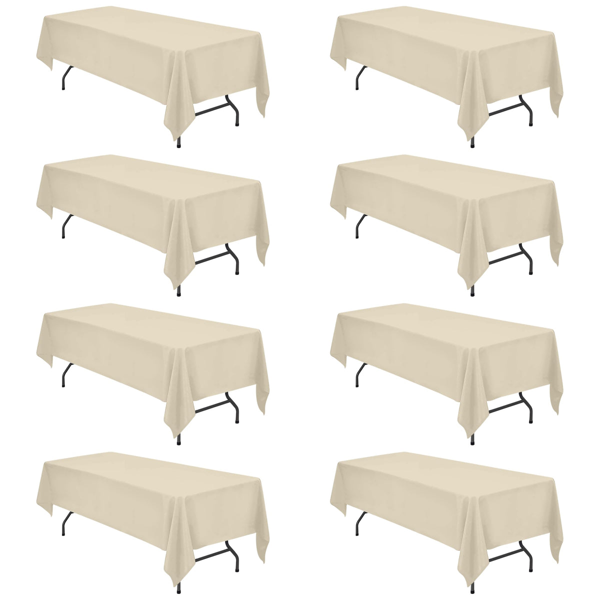 BRILLMAX 6 Pack Ivory Tablecloths 60x102 Inch for 6ft Rectangle Tables