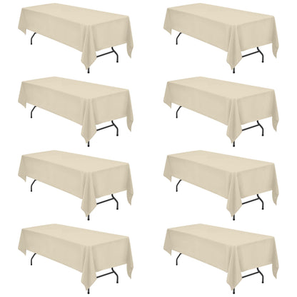 BRILLMAX 6 Pack Ivory Tablecloths 60x102 Inch for 6ft Rectangle Tables
