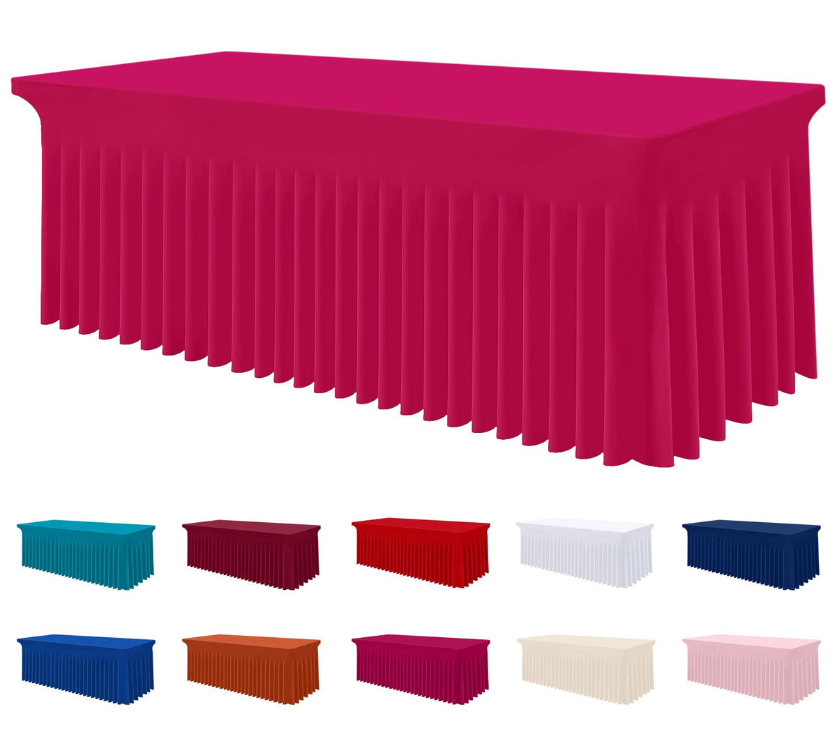 Smiry Spandex Elastic Fitted Table Cloth Skirt for 6FT Rectangle Table