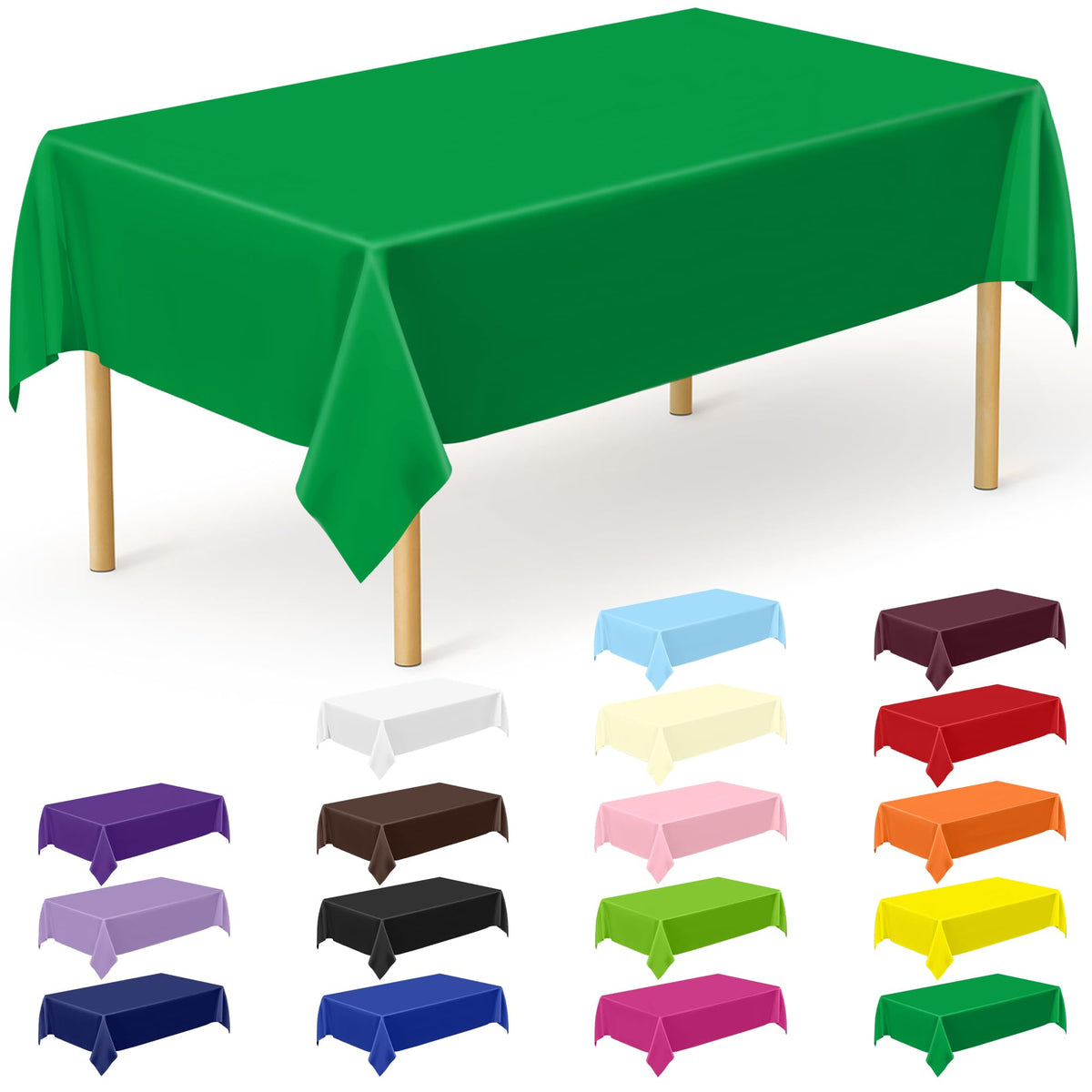 QZYL 4 Packs White Plastic Tablecloth, Large Sturdy Disposable Table Cloth