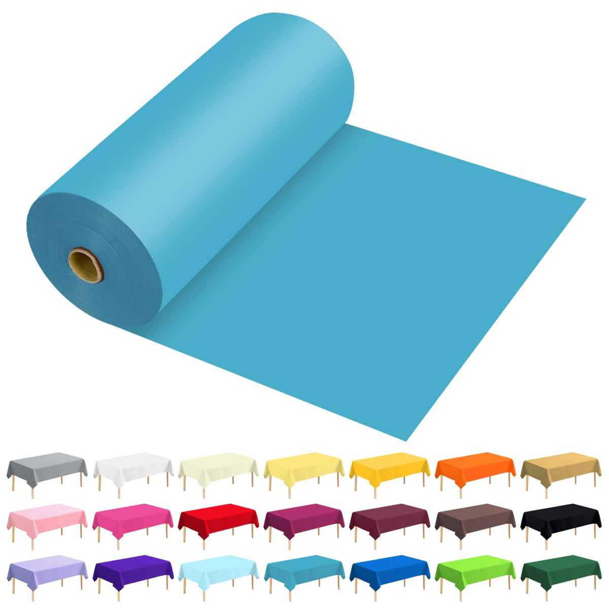 54 Inch X 300 Feet Plastic Table Cover Roll Premium Disposable Plastic Tablecloth for All Type/Shape Tables | Picnic, Party, Banquet, Birthdays, Weddings (Blue, 54 Inch X 300 Feet)