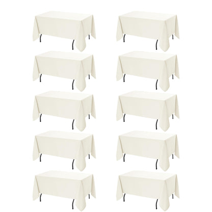 10-Pack White Tablecloths for Rectangle Tables, 60 x 102 Inches