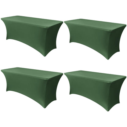 Obstal 6ft Stretch Black Spandex Table Cloth 2 Pack for Folding Tables