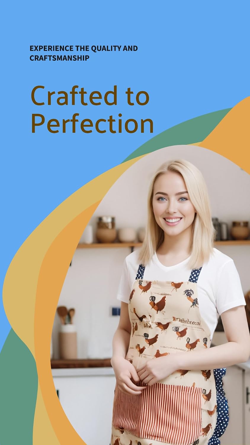 Women Kitchen Apron with Pockets for Cooking, Baking,Gardening