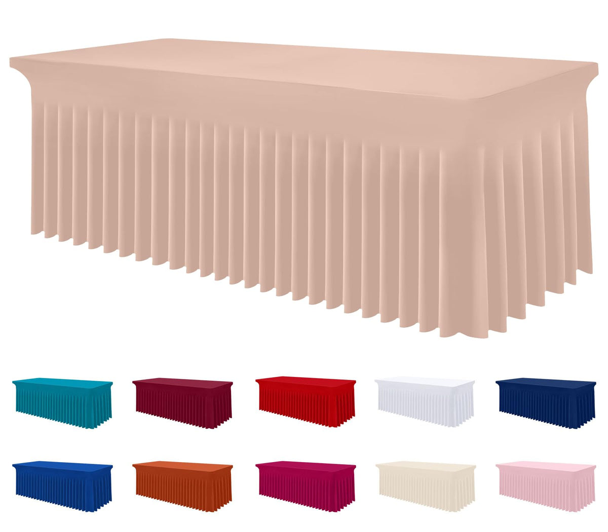 Smiry Spandex Elastic Fitted Table Cloth Skirt for 6FT Rectangle Table