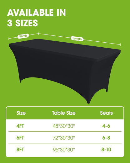 Pureegg Spandex Tablecloth 6ft 2 Pack Black