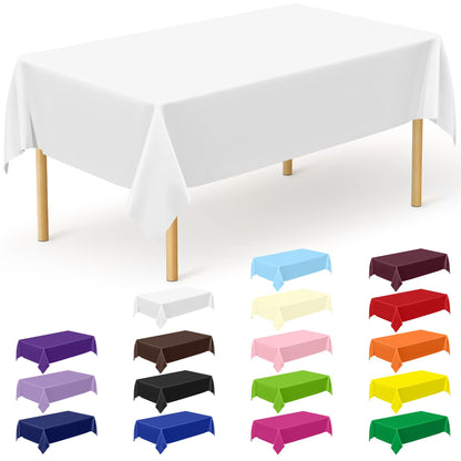 QZYL 4 Packs White Plastic Tablecloth, Large Sturdy Disposable Table Cloth