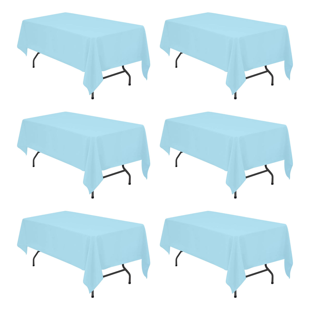 BRILLMAX 6 Pack Ivory Tablecloths 60x102 Inch for 6ft Rectangle Tables