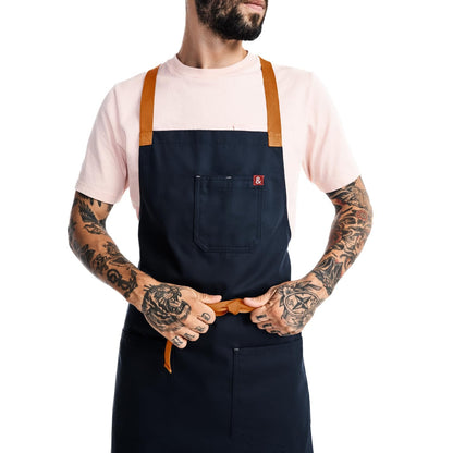 hedley & bennett Crossback Chef Apron, Pockets & Towel Loop, Midnight Blue