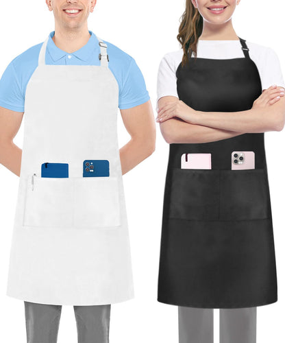 Utopia Kitchen Bib Aprons 2 Pack Adjustable With 2 Pockets 100% Polyester