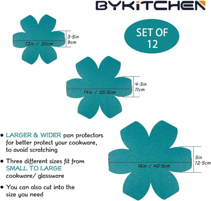 BYKITCHEN Large Pan Protectors for Stacking, 12pcs & 3 Sizes, Pot Separator