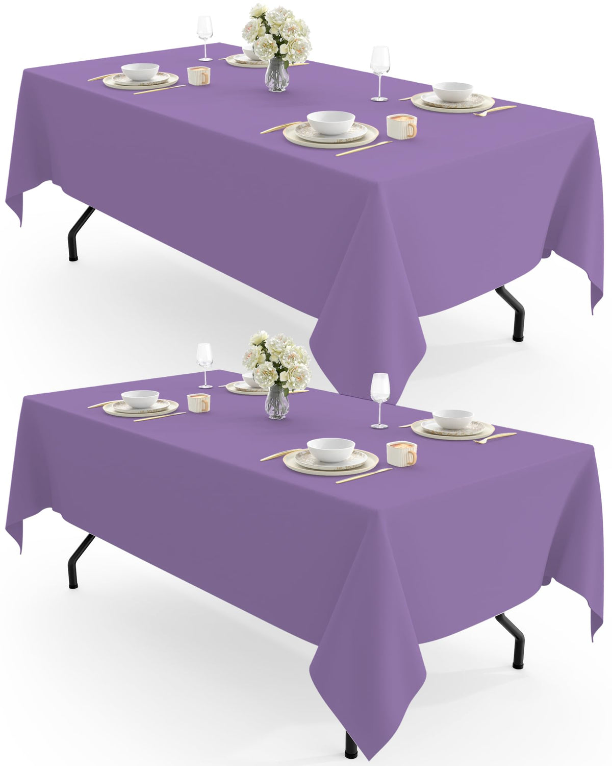 Pureegg Polyester Tablecloth 60" x 102" Reusable Washable 2 Pack Black