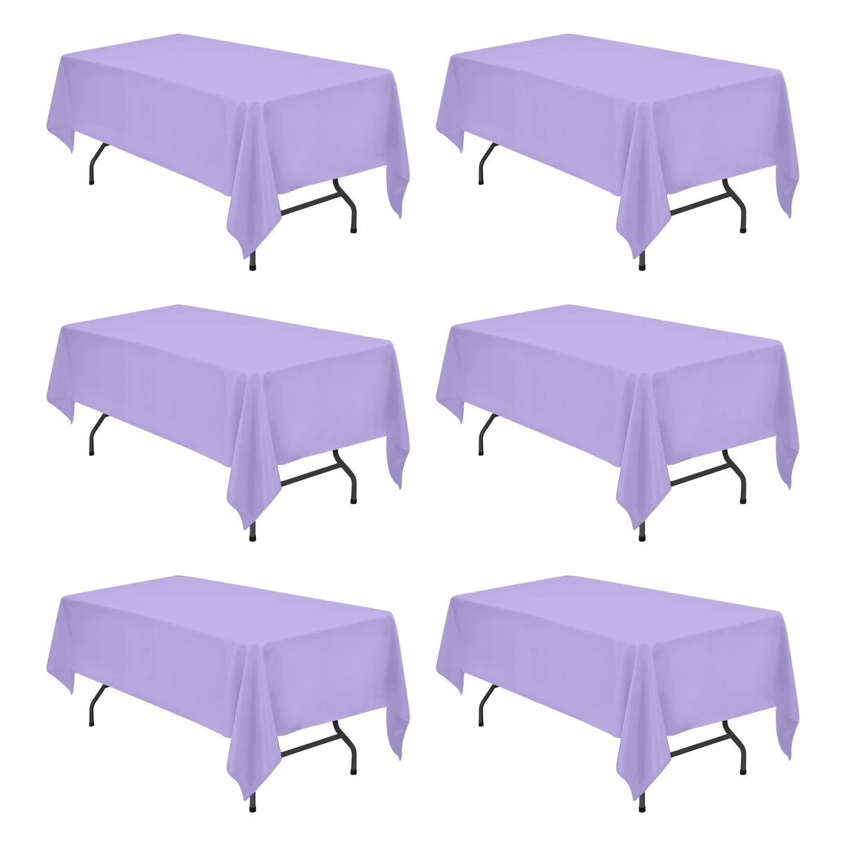 BRILLMAX 6 Pack Ivory Tablecloths 60x102 Inch for 6ft Rectangle Tables