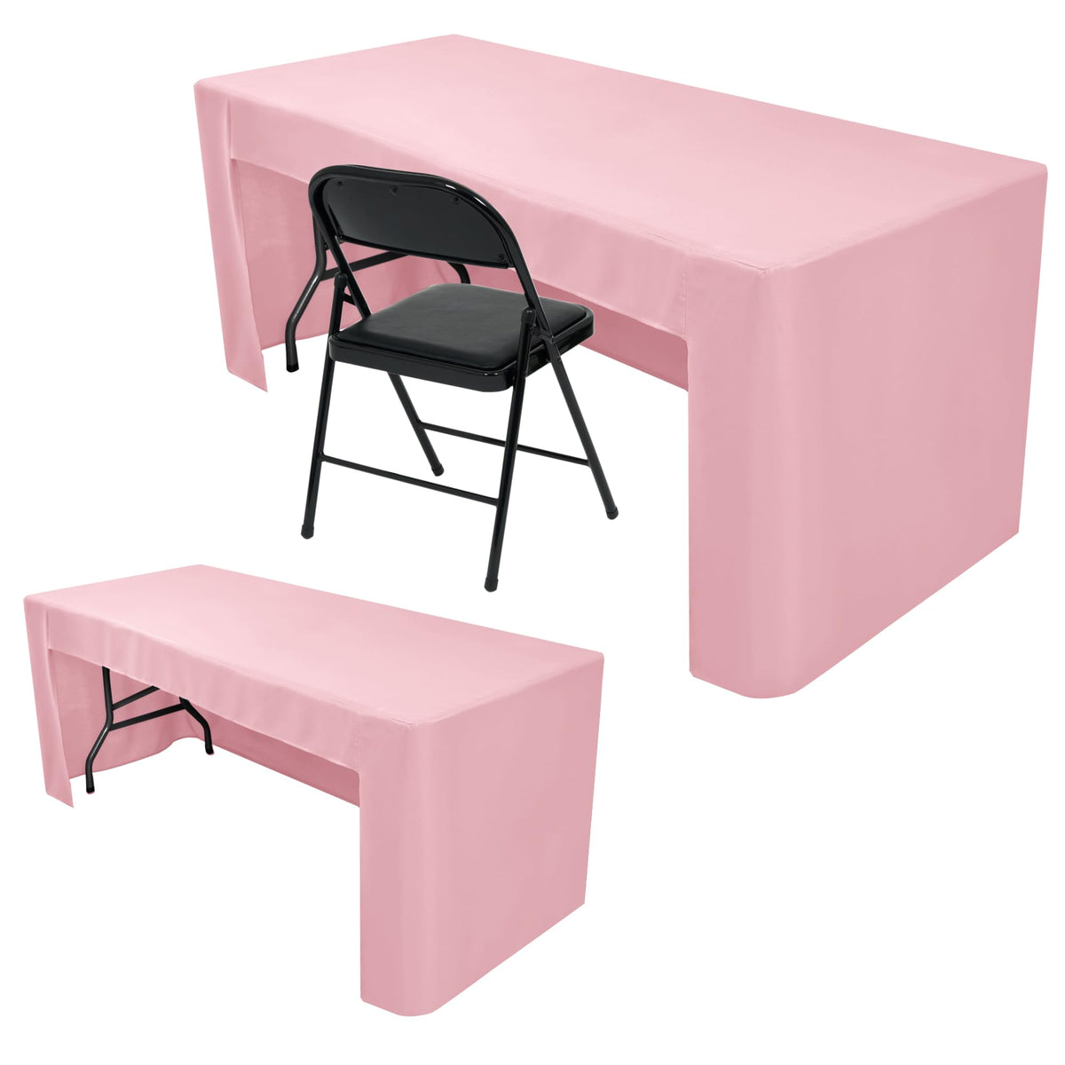 Black Tablecloths For 6 ft Rectangle Table With Open Back for Vendor 2 Pcs