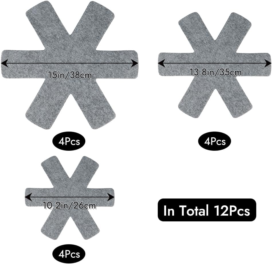 BOYAN Pot and Pan Protectors for Stacking, 12pcs & 3 Sizes, Separator Pads