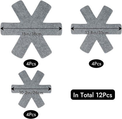 BOYAN Pot and Pan Protectors for Stacking, 12pcs & 3 Sizes, Separator Pads