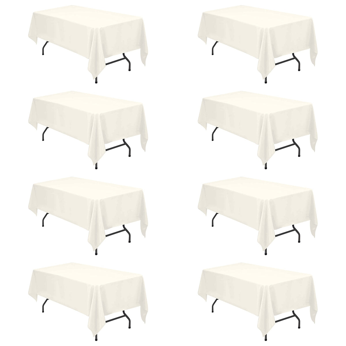 BRILLMAX 6 Pack Ivory Tablecloths 60x102 Inch for 6ft Rectangle Tables