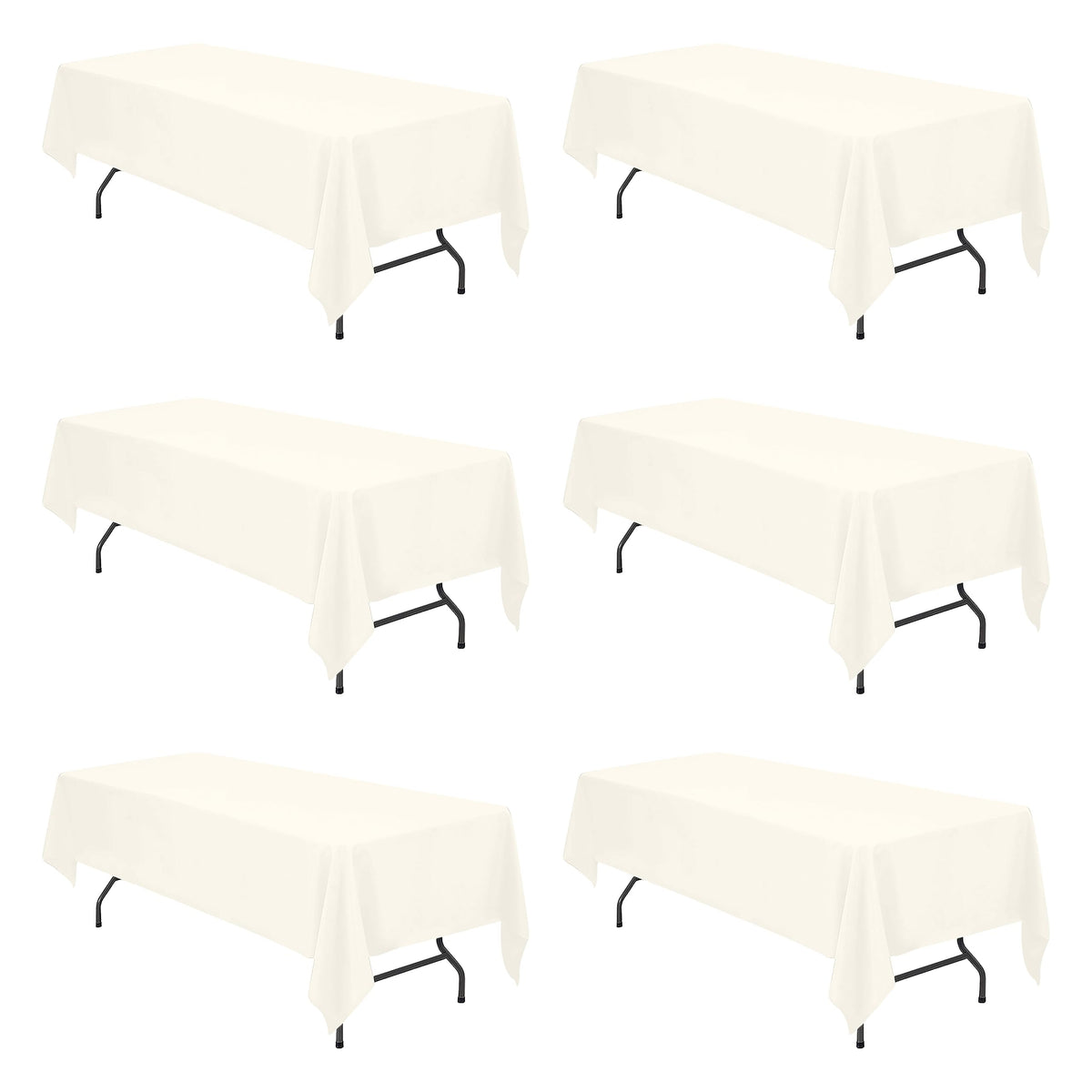 BRILLMAX 6 Pack Ivory Tablecloths 60x102 Inch for 6ft Rectangle Tables