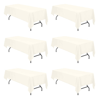 BRILLMAX 6 Pack Ivory Tablecloths 60x102 Inch for 6ft Rectangle Tables
