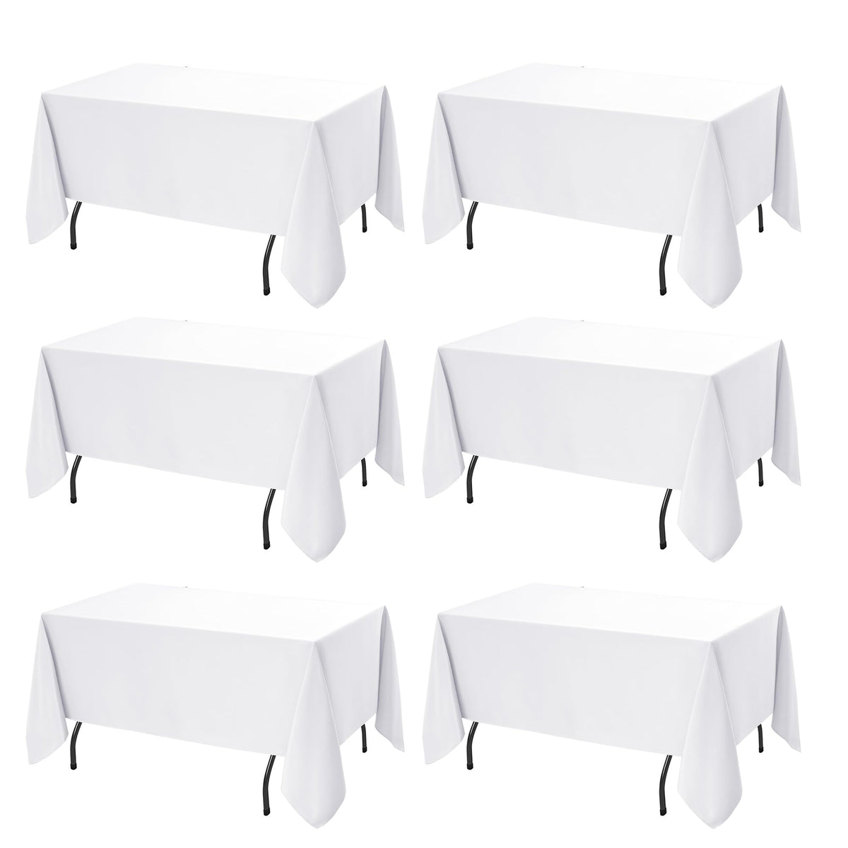10-Pack White Tablecloths for Rectangle Tables, 60 x 102 Inches