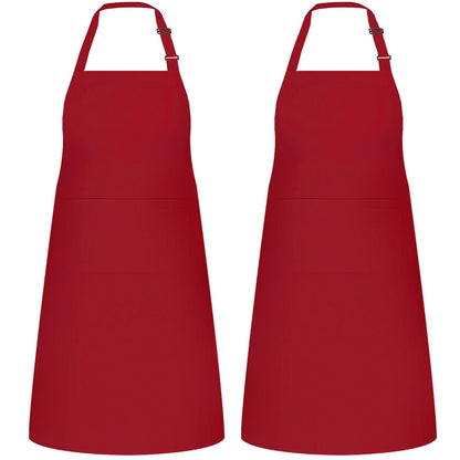 NLUS 2 Pack Kitchen Cooking Aprons, Adjustable Bib Soft Chef Apron with 2 Pockets for Men Women(Black/Brown Stripes)