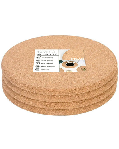 Cork Trivets for Hot Dishes, Hot Pots and Pans, 8 Inch 4 Pcs