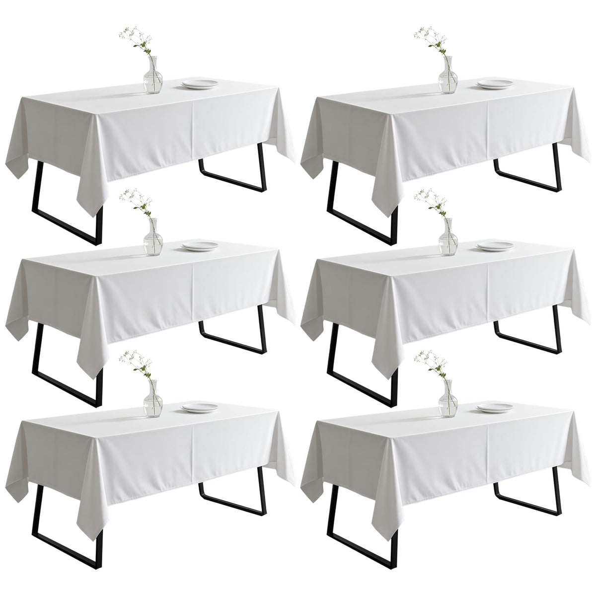 DRESSMAKER 2 Pack White Table Cloth Rectangle 60X102 Inch Fit 6FT Table
