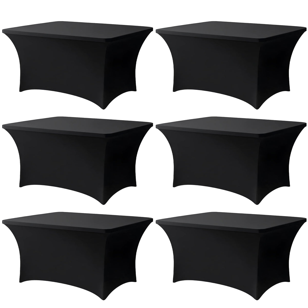 6FT Black Table Cloth - 2 Pack Fitted Stretch Rectangle Spandex Tablecloth, Washable Table Cover for Party, Picnic, Wedding, Banquet, Birthday and Festival(30" x 72")