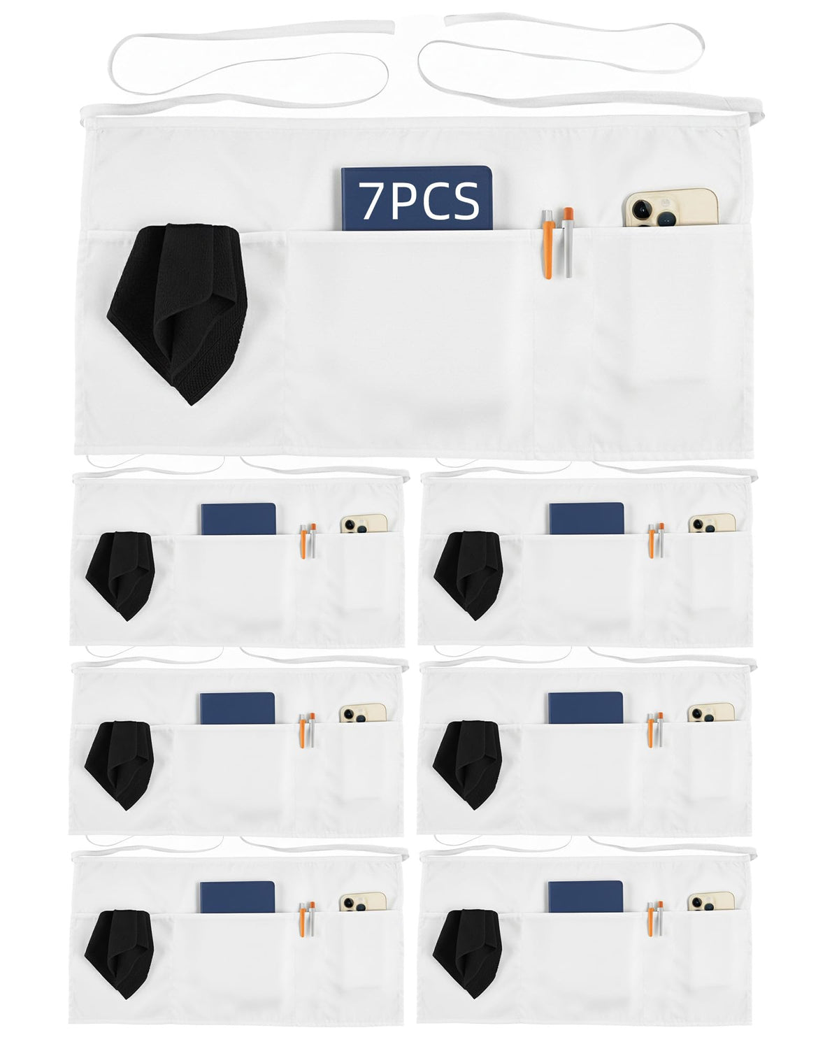 Xeoxarel Aprons with 4 Pockets (Available in 3 Pack / 7 Pack) 23.5'' X 11.5''