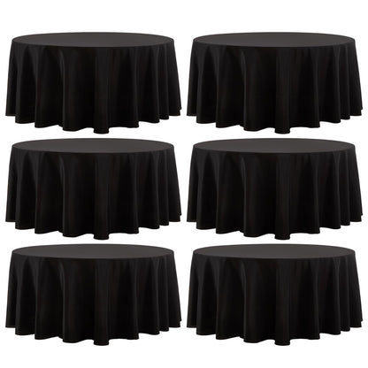 6 Pack White Round Tablecloths 120 Inch for Dining Tables