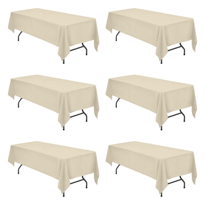 BRILLMAX 6 Pack Ivory Tablecloths 60x102 Inch for 6ft Rectangle Tables