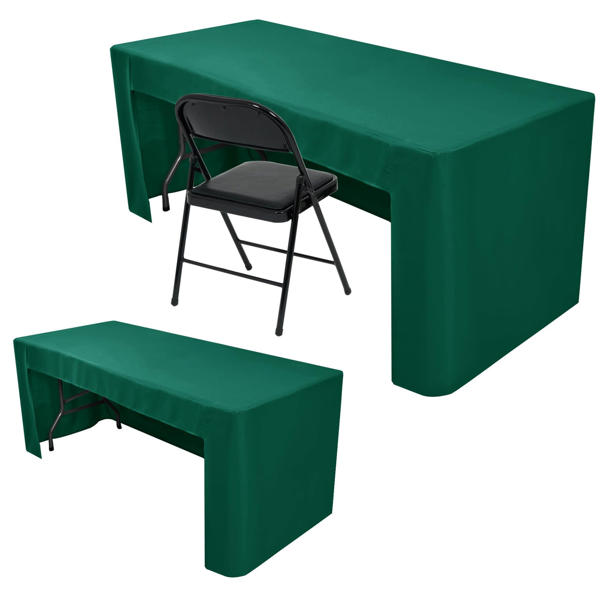 Black Tablecloths For 6 ft Rectangle Table With Open Back for Vendor 2 Pcs