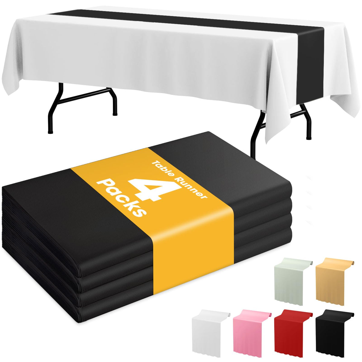 Niuara Black Plastic Table Cloth Disposable, 4 Pack, 54 x 108 in