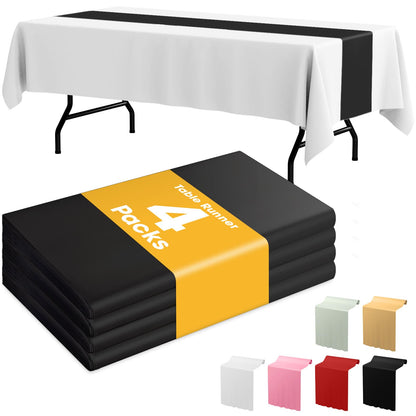 Niuara Black Plastic Table Cloth Disposable, 4 Pack, 54 x 108 in