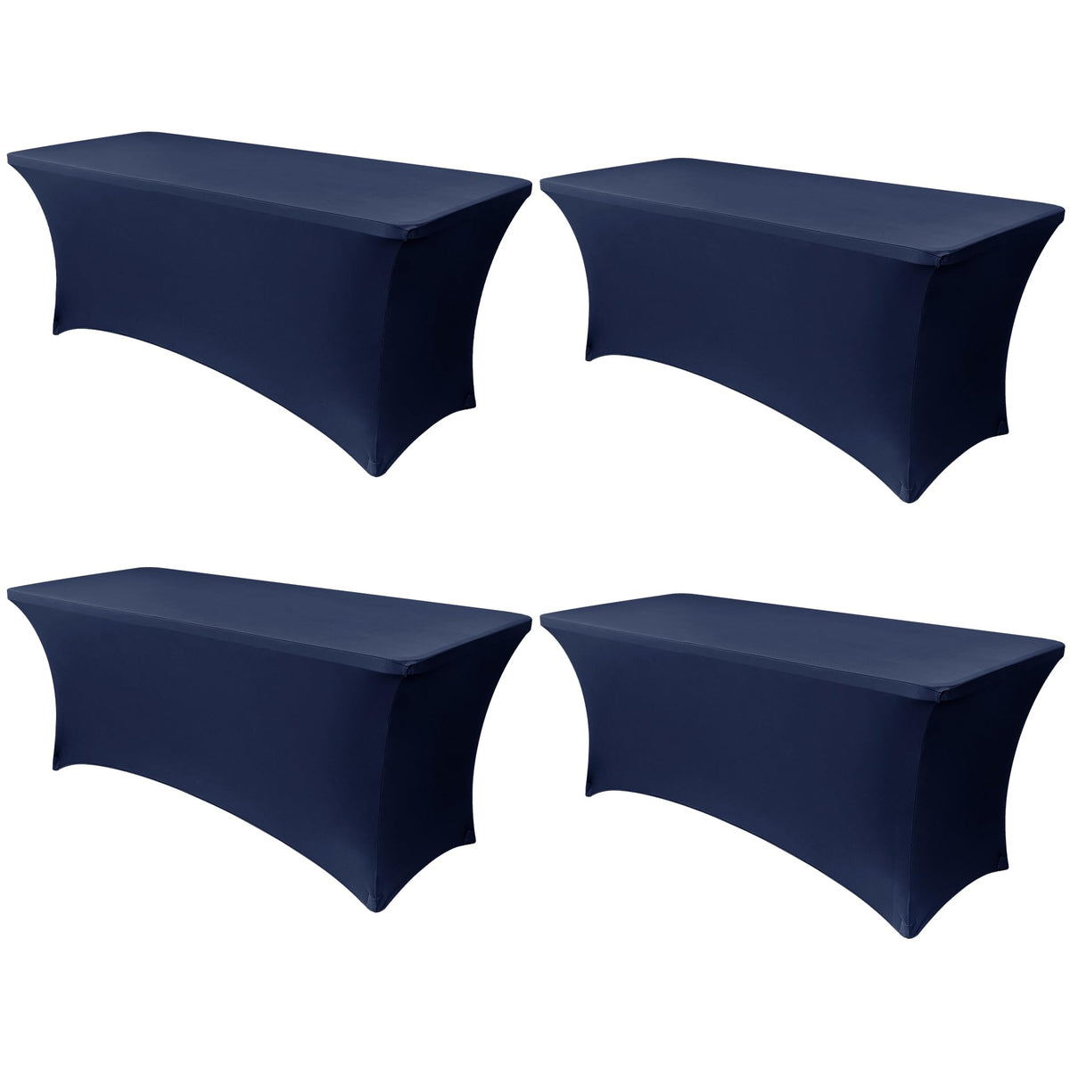 Obstal 6ft Stretch Black Spandex Table Cloth 2 Pack for Folding Tables