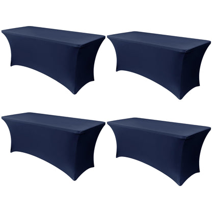 Obstal 6ft Stretch Black Spandex Table Cloth 2 Pack for Folding Tables