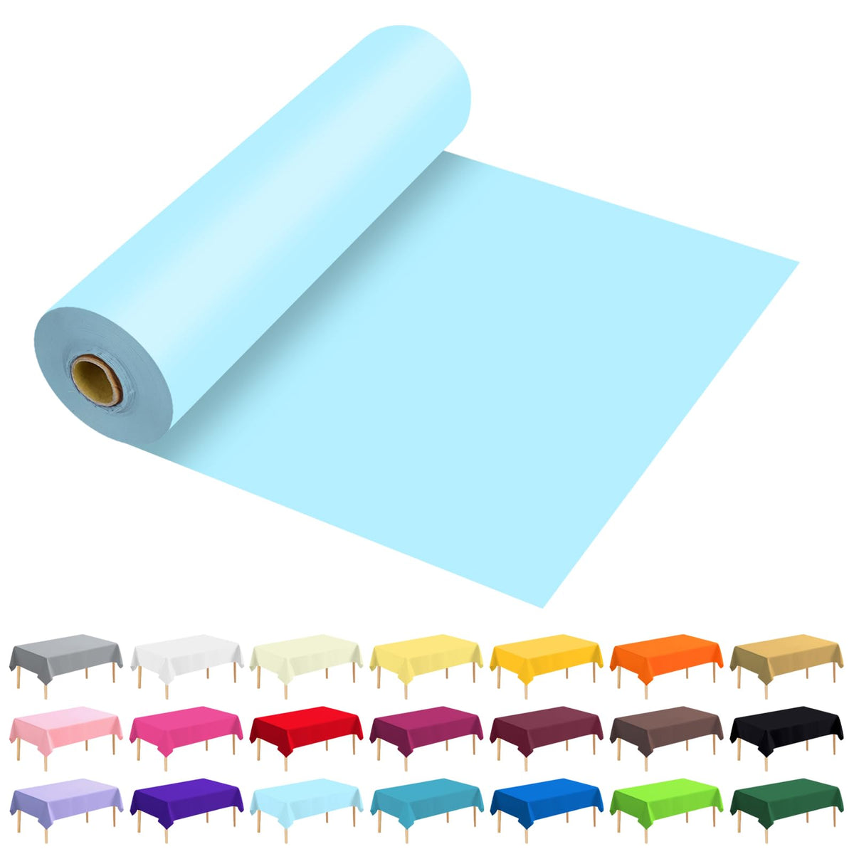 54 Inch X 300 Feet Plastic Table Cover Roll Premium Disposable Plastic Tablecloth for All Type/Shape Tables | Picnic, Party, Banquet, Birthdays, Weddings (Blue, 54 Inch X 300 Feet)
